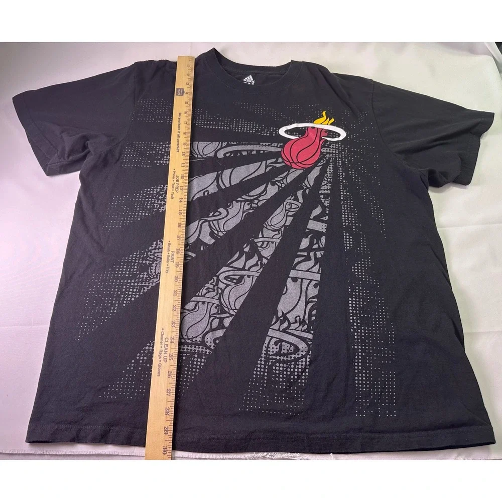 Adidas Miami Heat Basketball Graphic T Shirt Mens 2XL Black Short Sleeve‎